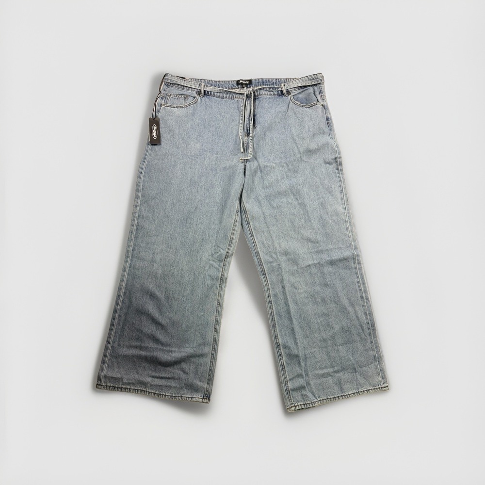 Buffalo Jeans Women's  20 Wide Leg Belted Jean Light Wash Denim 100% Cotton